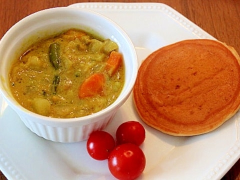 ココナッツカレーと大豆粉パンケーキのワンプレート レシピ 作り方 By タンタン0522 楽天レシピ ココナッツカレーと大豆粉パンケーキのワンプレート レシピ 作り方 By タンタン0522 楽天レシピ